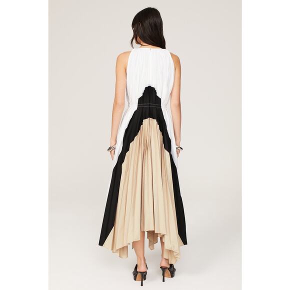 BIBHU MOHAPATRA x RTR Black White Colorblock Pleated Crewneck Flowy Dress Size 4 - Picture 3 of 16